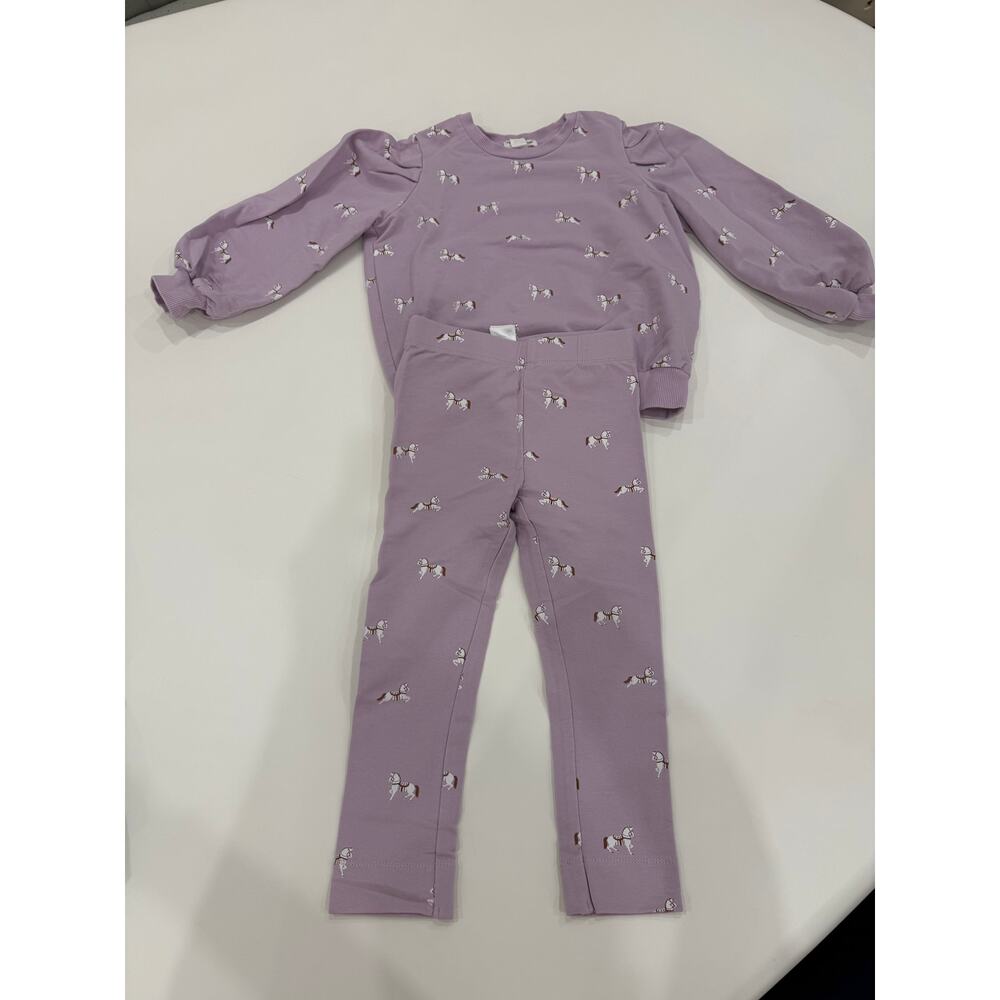 Miles the Label - Purple Sweatshirt/Legging set w/Horse- 4T